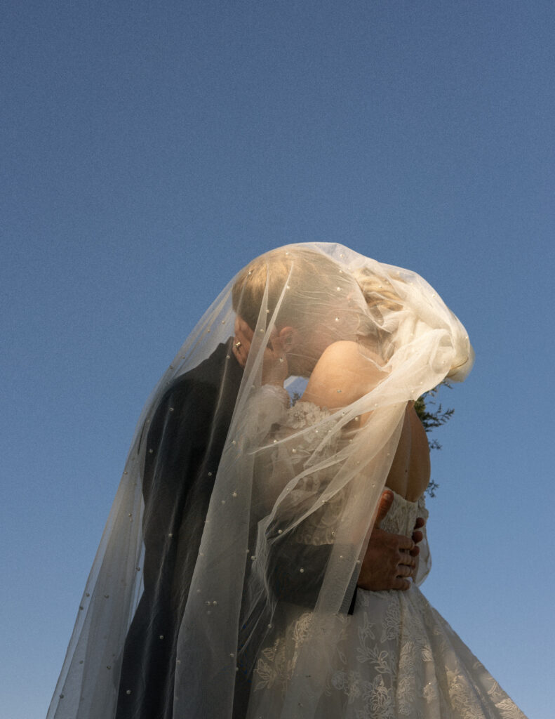Romantic wedding portrait of bride and groom on Ottawa wedding day photographed by documentary style Canmore wedding photographer Danielle Boulger Photography
